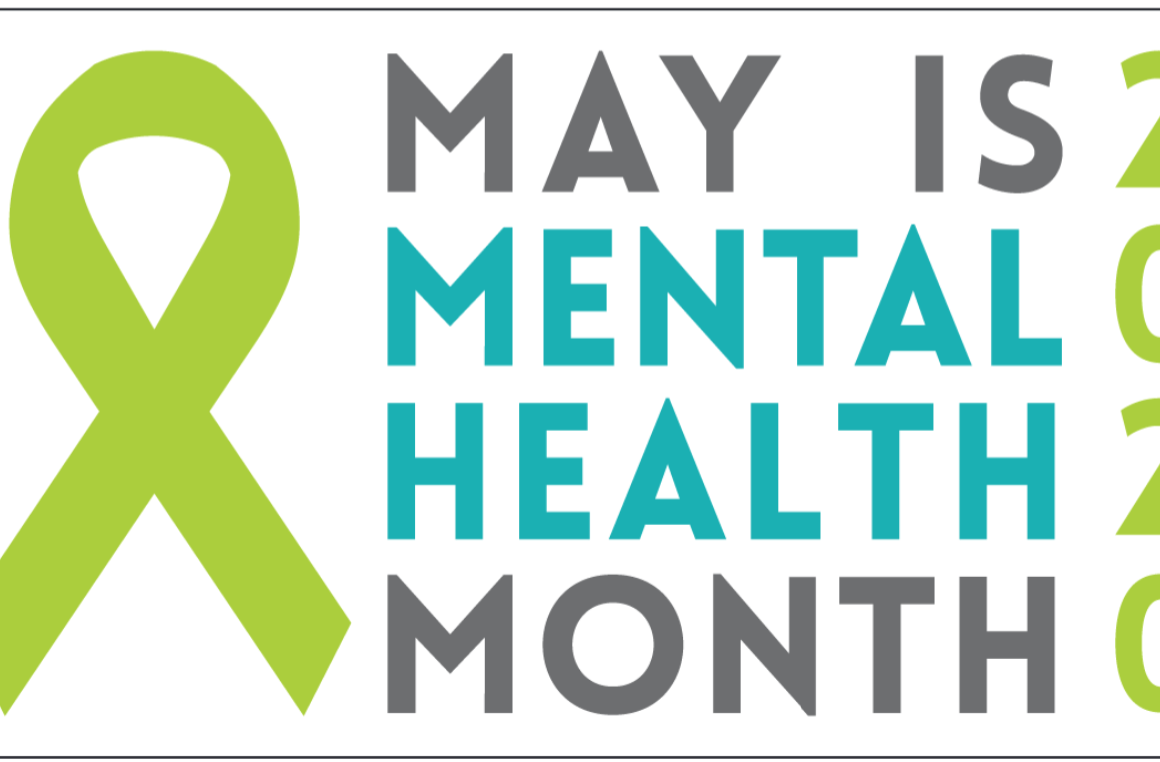 May is Mental Health Month 2020 with green ribbon