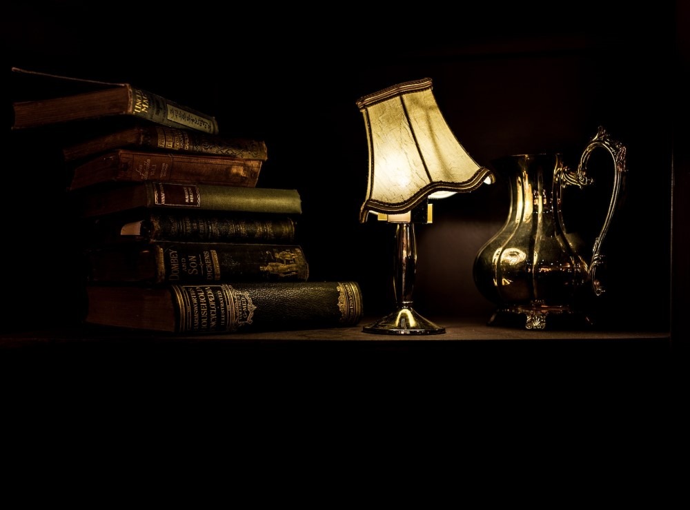 old books and old light